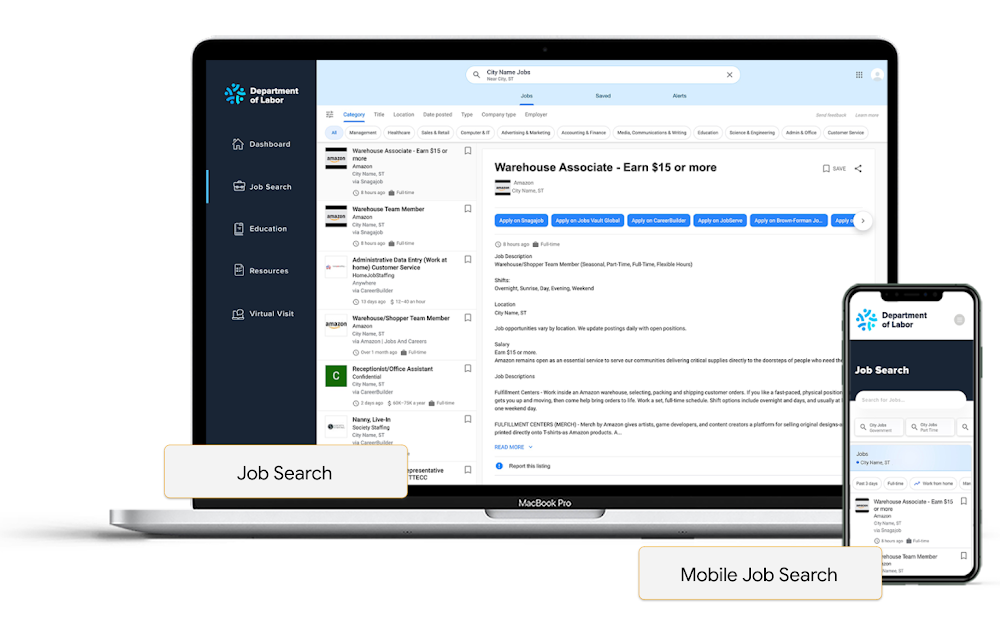 Screenshot of ML natural language-based job searching by  Maven Wave