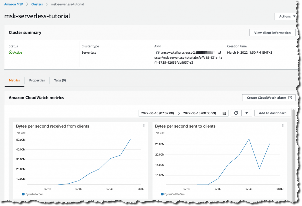 Cluster metrics page