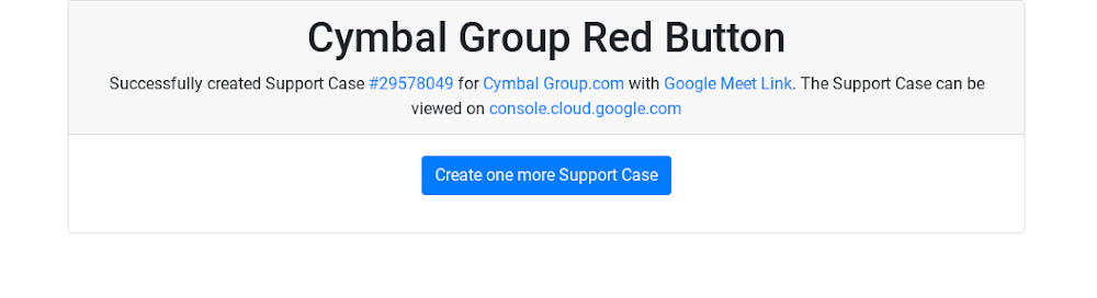 Case Created Confirmation Page