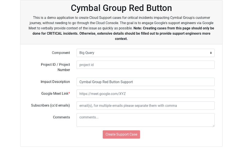Red Button Landing Page