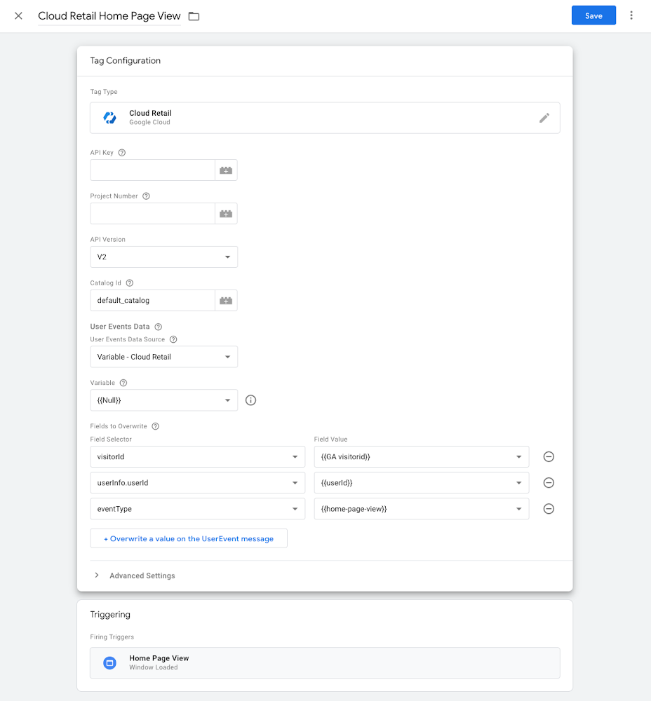 Retail Home Page View