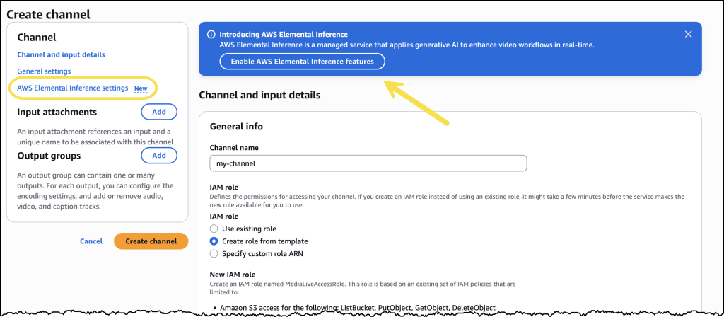 AWS MediaLive inference